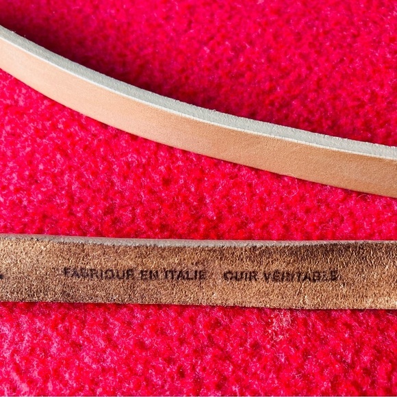 GARUGLIERI Leather Belt Made in Italy Double Strand with O Rings Metal - Picture 7 of 7